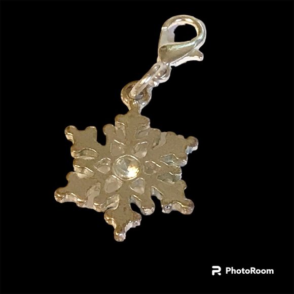 Snowflake Charm for Bracelet Zipper Pull Backpack Purse Charm Silver Tone - Picture 2 of 7